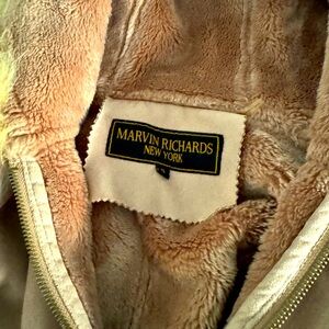 Camel Marvin Richards jacket with fur hood